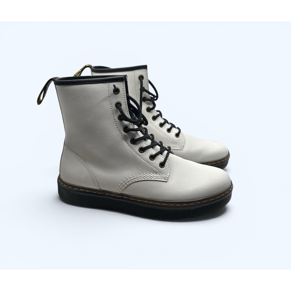 Dr. Martens Zavala White Leather 8-Eye‎ Combat Boots Womens 10 Mens 9 AW004
